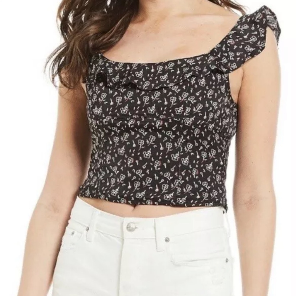 Free People Stay With You Floral Crop Top SZ L NWT